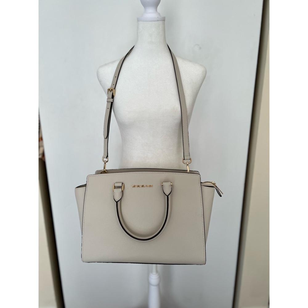 Michael Kors Beige Satchel with Gold Hardware